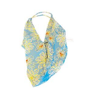 Modaposa Hobo Beach Bag W/ Zip Closure Floral Print Blue & Yellow